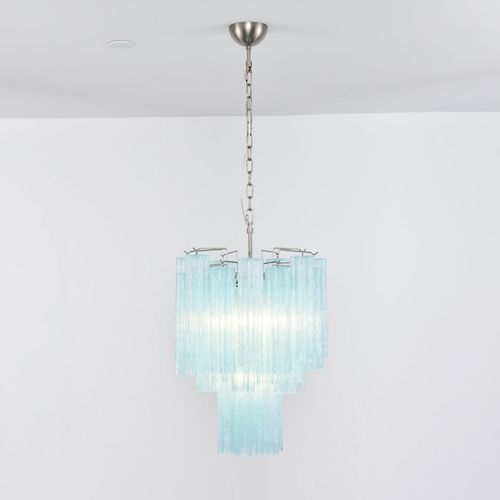 Aurora Chandelier Azzura Murano Glass Tube Coastal