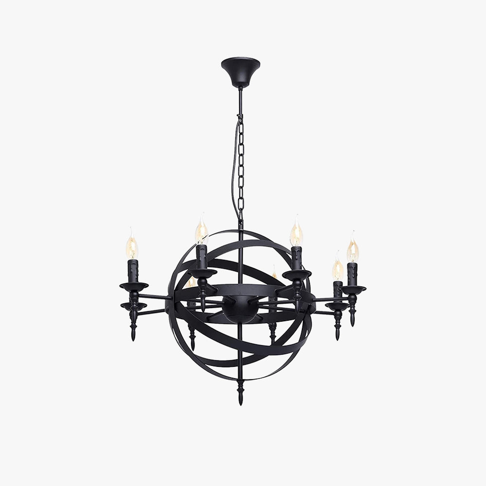 Silva Retro Candle LED Chandelier Glass Black Dining Room