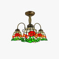 Tiffany Retro LED Flower Chandelier Colourful Bedroom Bar Dining Room