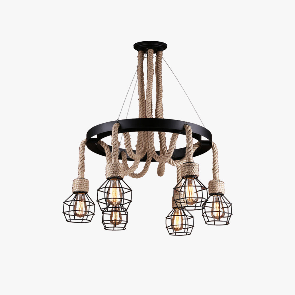 Epoch Industrial LED Chandelier /Rope Living Room/Bedroom