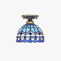Tiffany Vintage LED Flush Mount Ceiling Light Blue Living Room