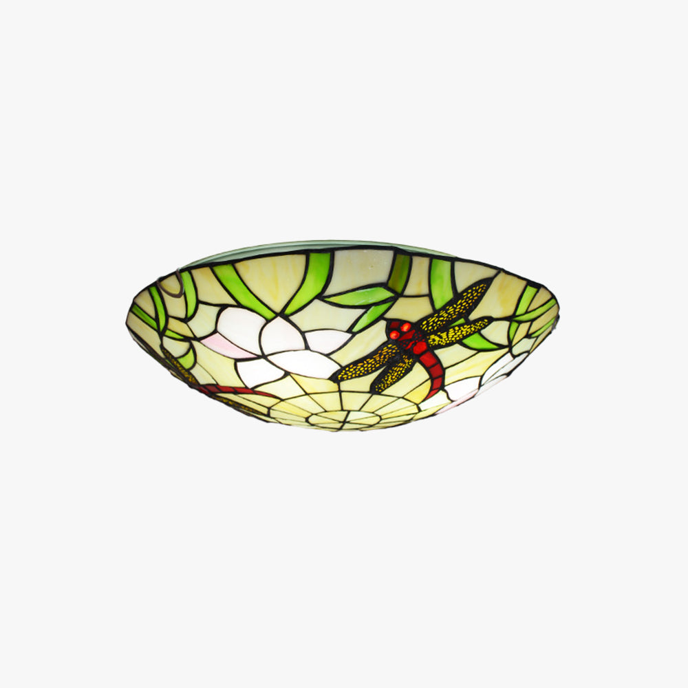 Tiffany Vintage LED Flush Mount Ceiling Light Multicolor Glass Bedroom