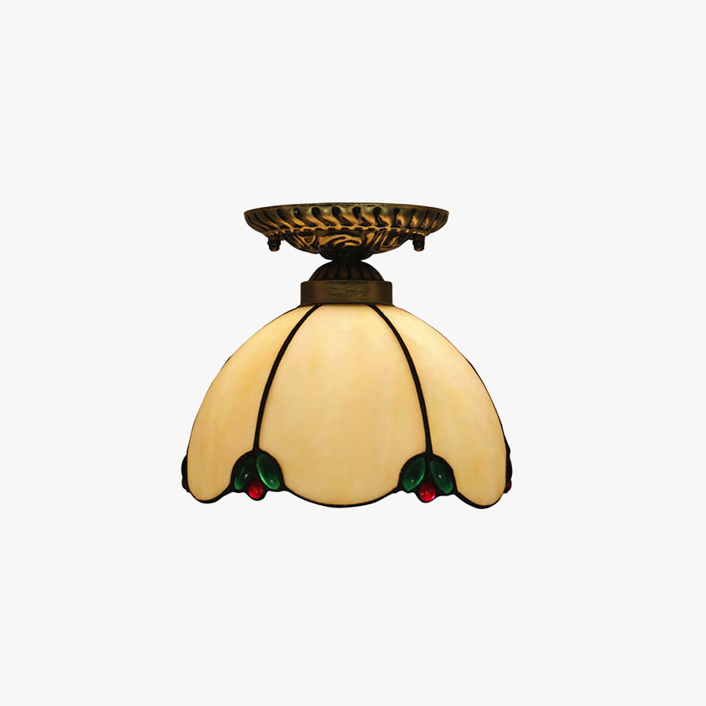 Tiffany Vintage Glass LED Flush Mount Ceiling Light Living Room