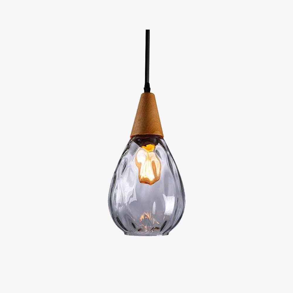 Avi Vintage Teardrop Pendant Light, Glass/Wood - image 1