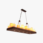 Epoch Candle /Glass/Wood Chandelier