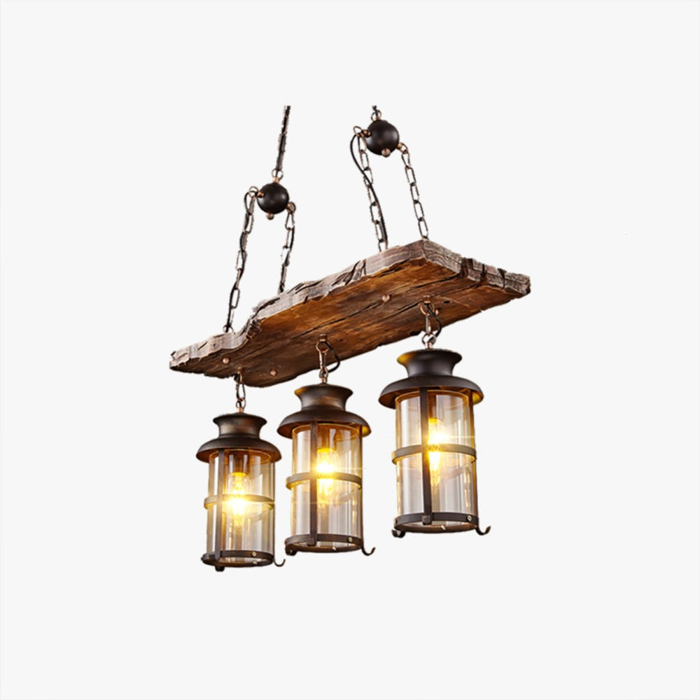 Epoch Retro 3 Lantern Linear Wood/, Chandelier