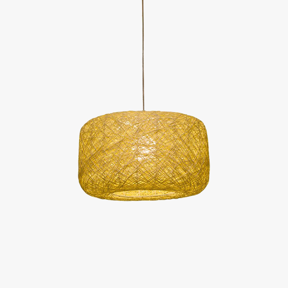 Ritta Natural Cylindrical Lantern Rattan Pendant Light, Hallway
