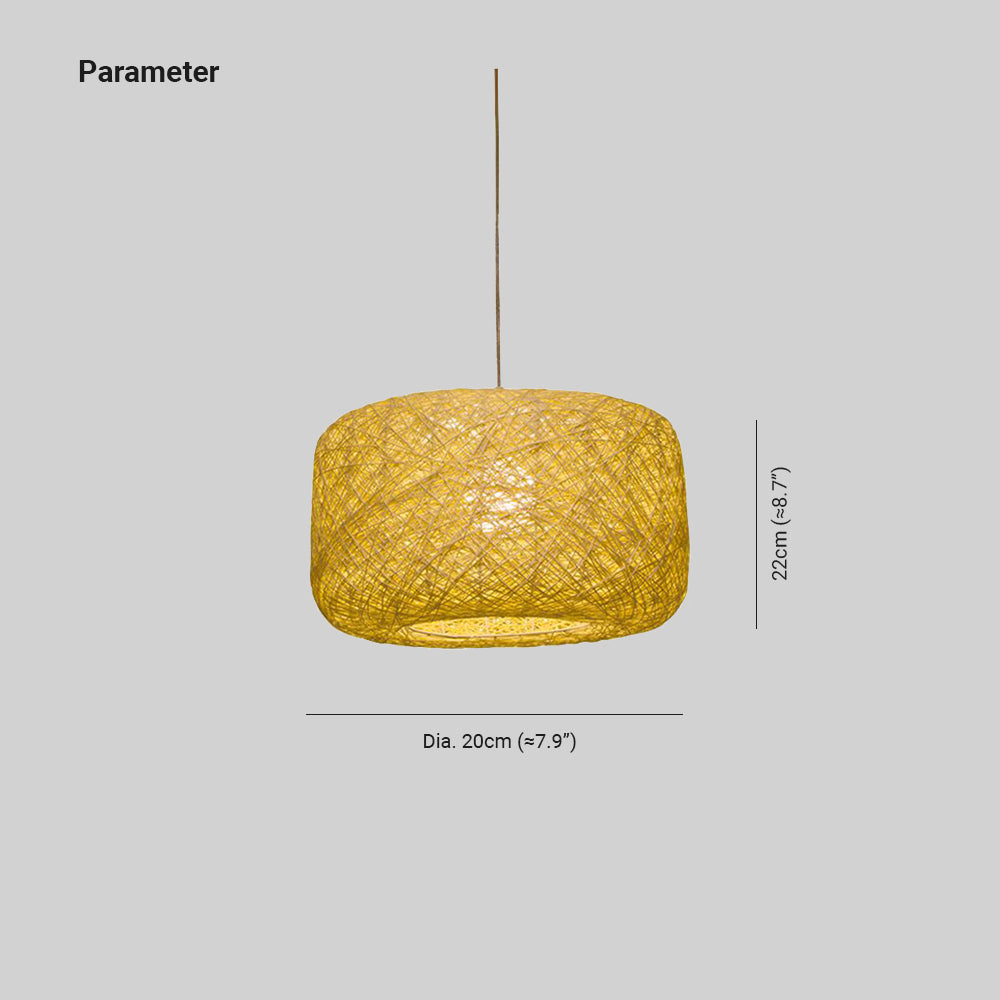 Ritta Natural Cylindrical Lantern Rattan Pendant Light, Hallway