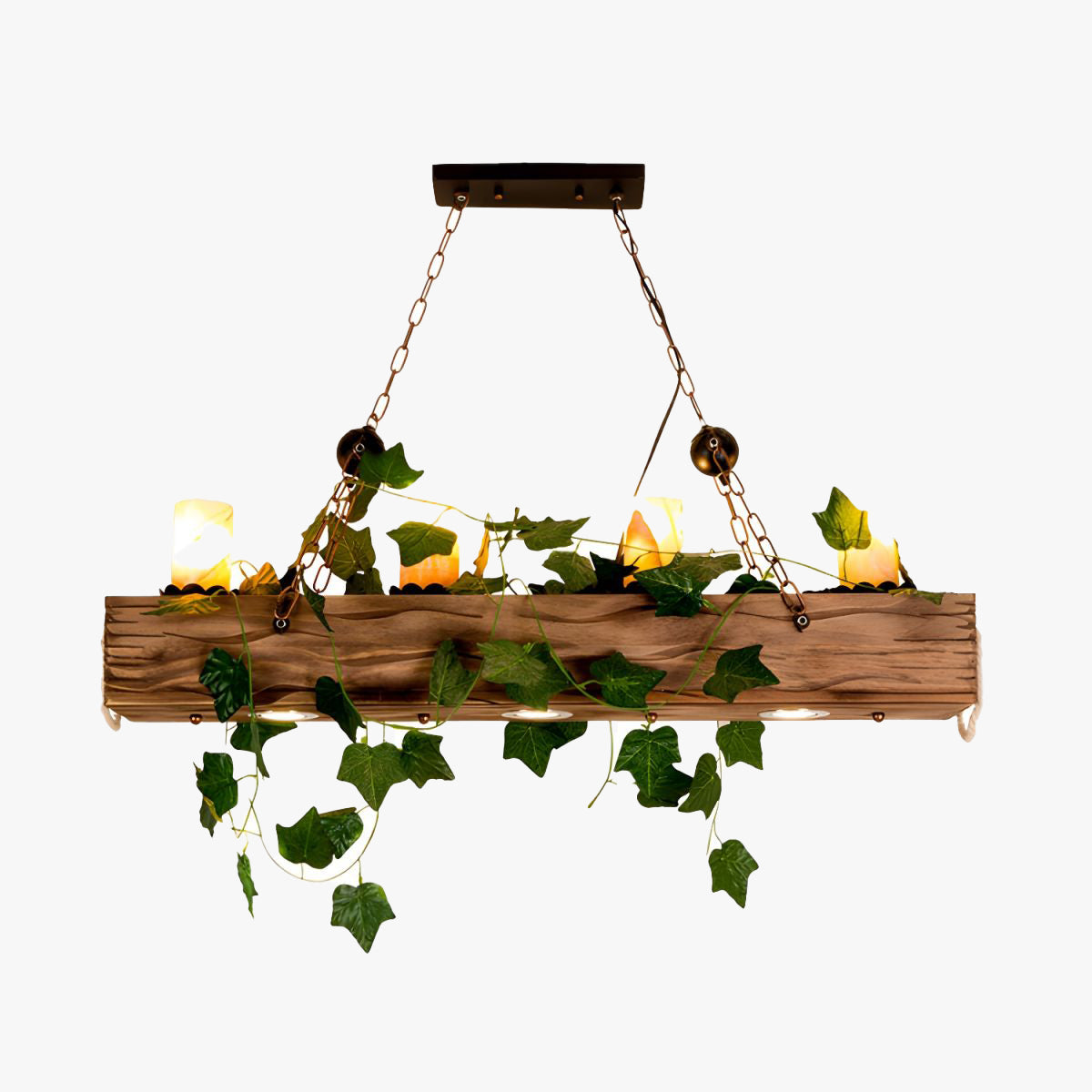 Epoch Rustic Linear Wood Pendant Light Dining Room