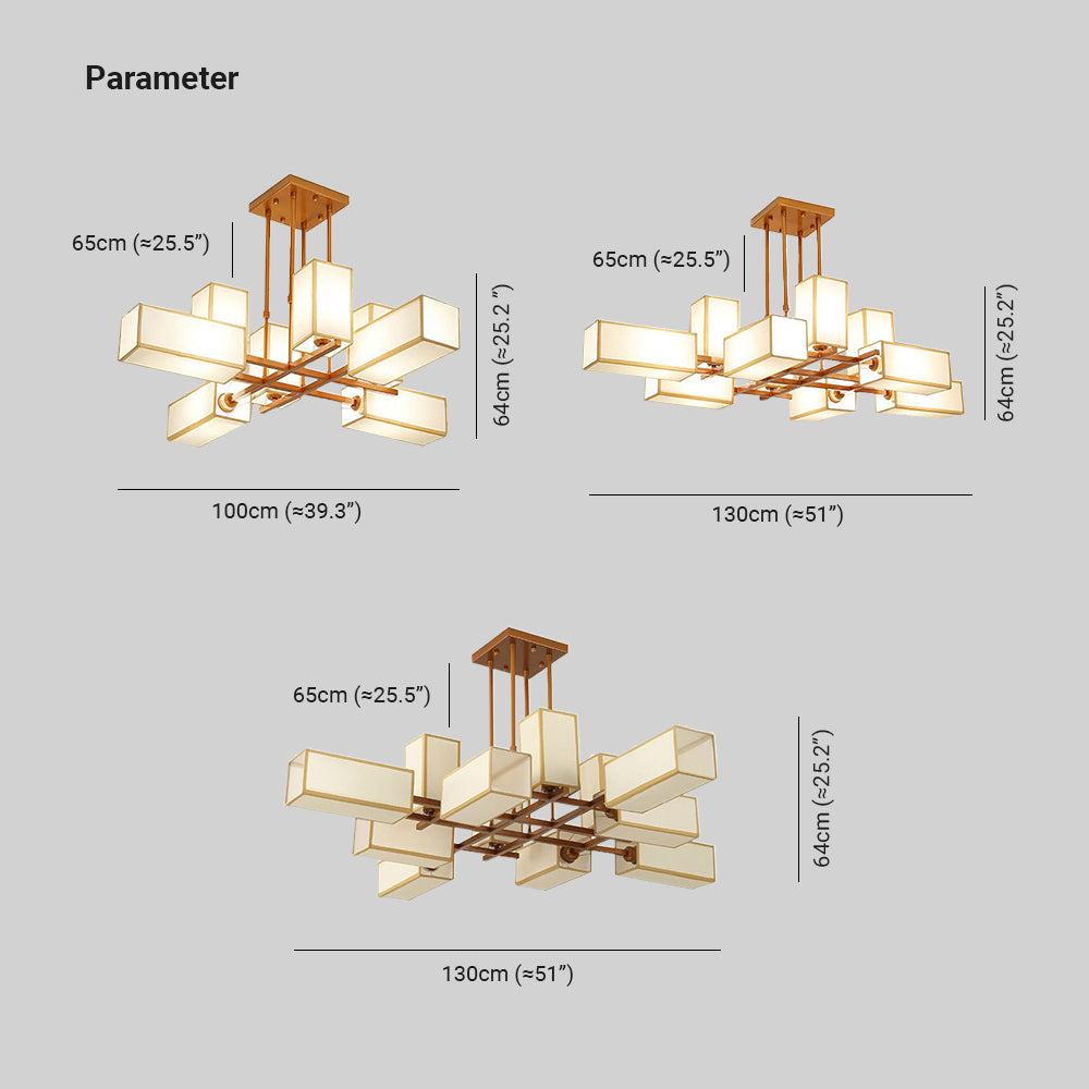 Arisha Pendant Light Square Retro Fabric Living Room