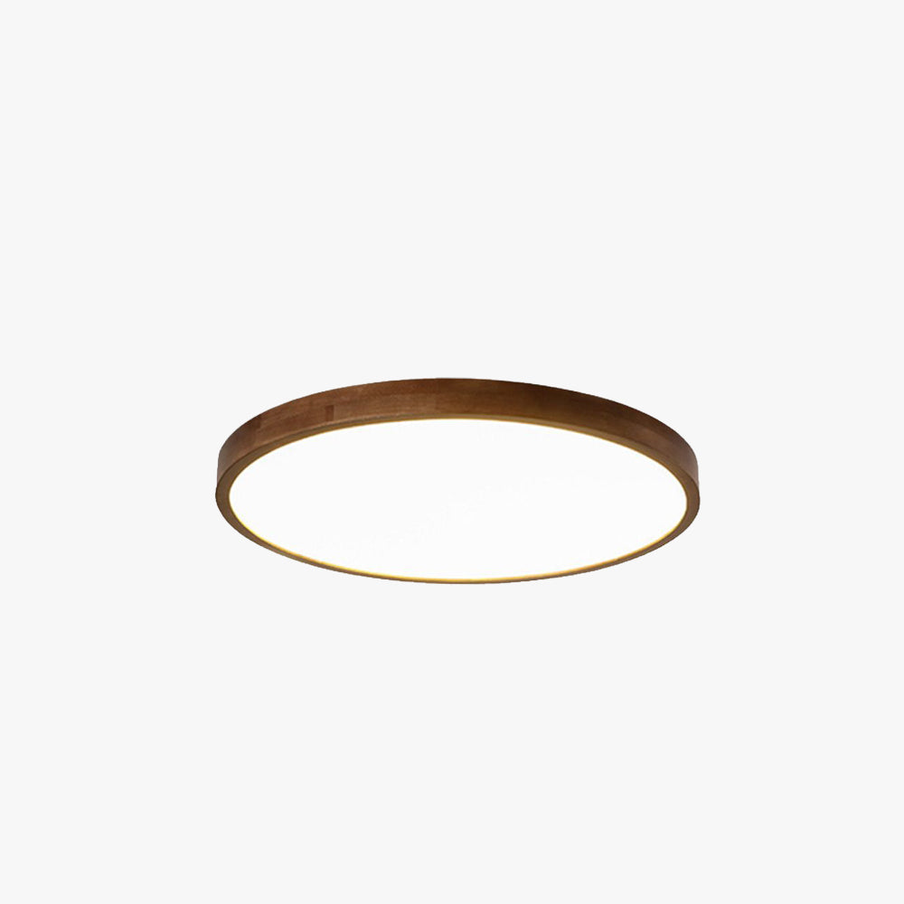 Muto Modern Geometric Walnut LED Flush Mount Ceiling Light