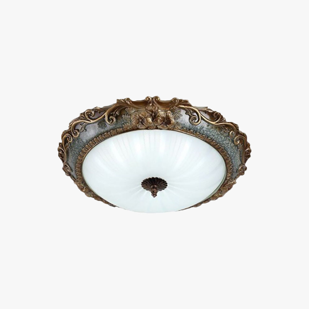 Tiffany Flush Mount Ceiling Light, Brass/Resin - image 1