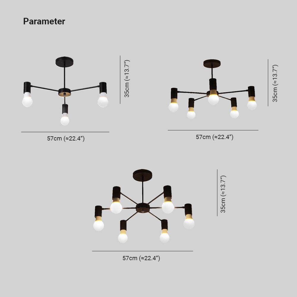 Valentina Industrial Semi Flush Mount Ceiling Light Living Room
