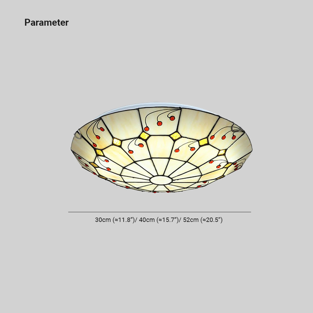 Tiffany Rustic Glass Flush Mount Ceiling Light Kitchen