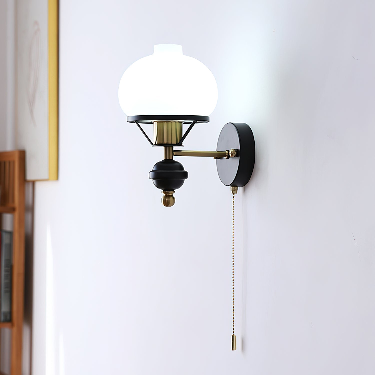 Aurum Balck Wall Light  pull-chain switch