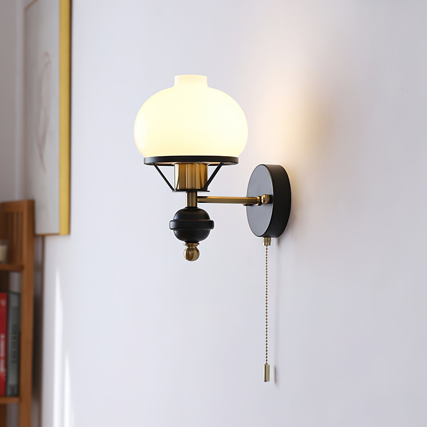 Aurum Balck Wall Light  pull-chain switch