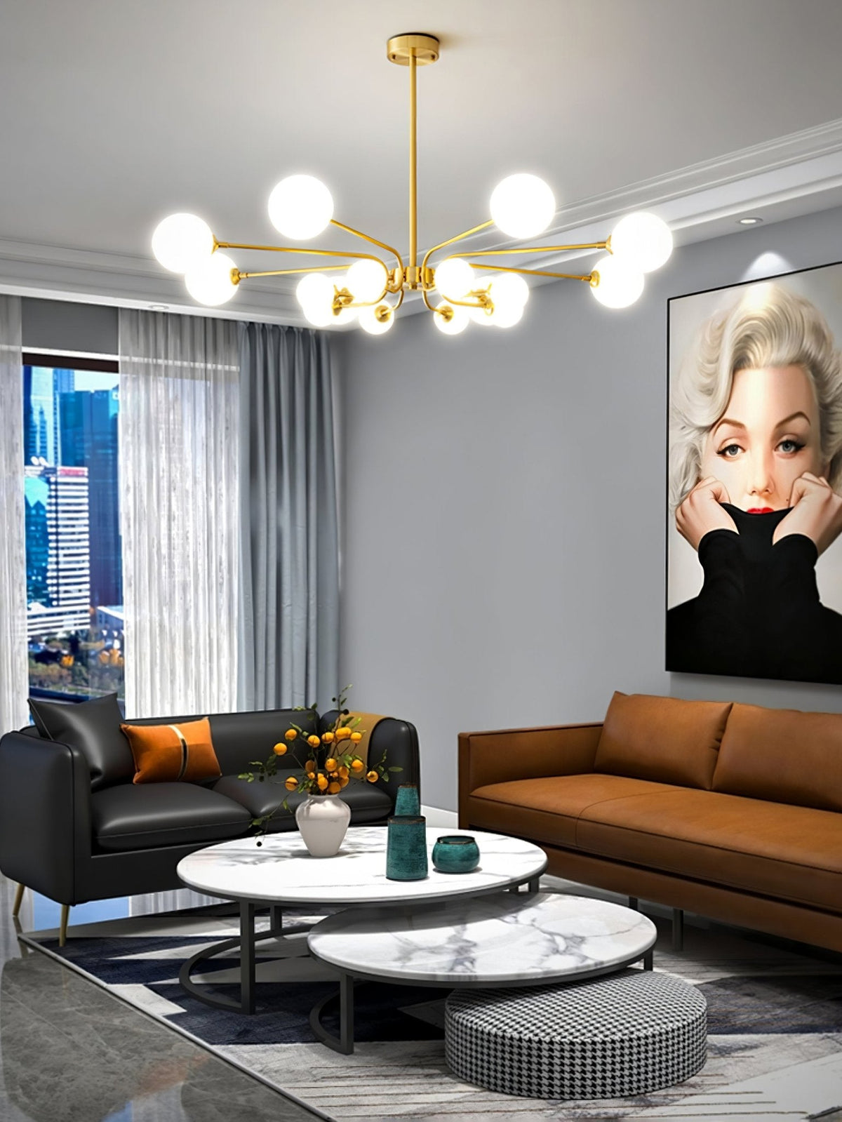 Aurora Chandelier Globe Arm Modern