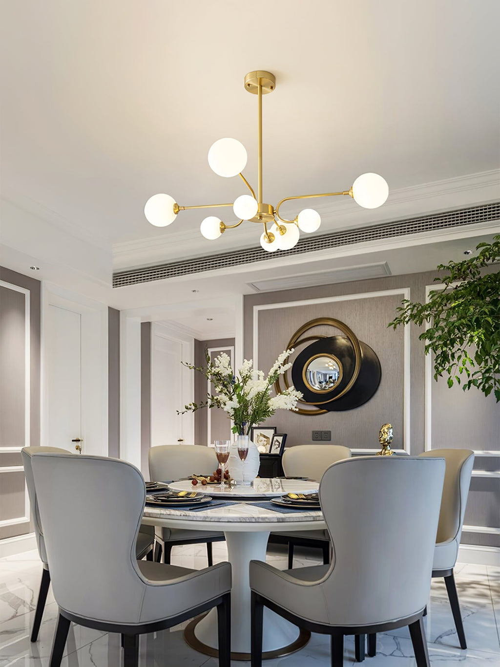 Aurora Chandelier Globe Arm Modern