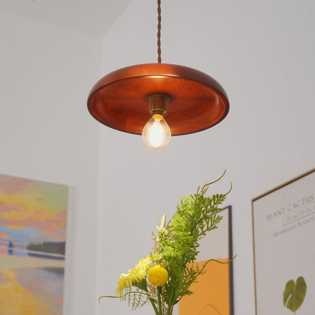 Balmain Pendant Lamp Wood Brass Minimalist