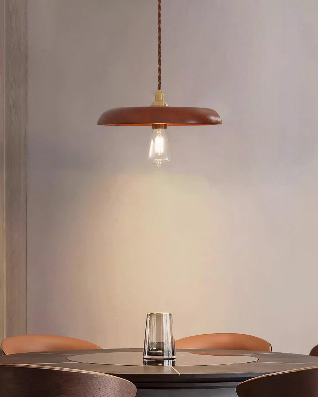 Balmain Pendant Lamp Wood Brass Minimalist