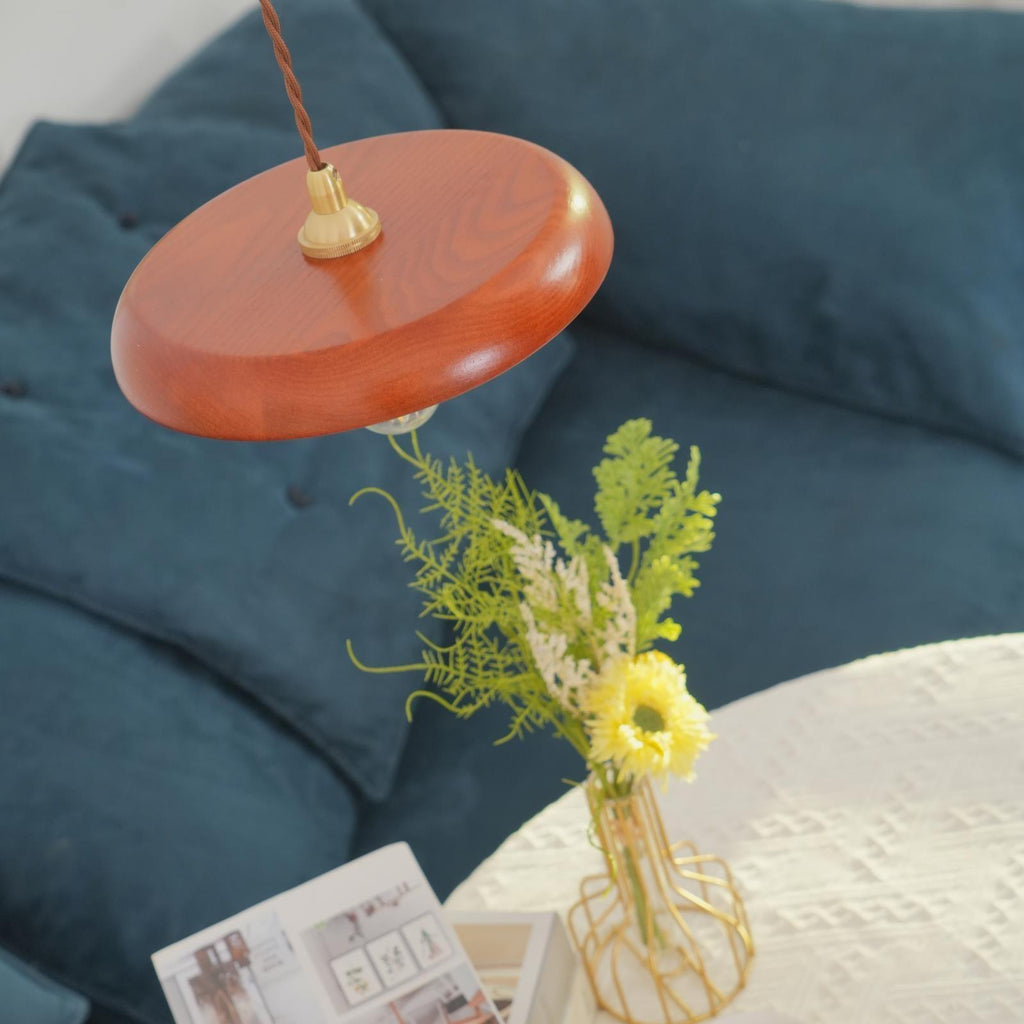 Balmain Pendant Lamp Wood Brass Minimalist