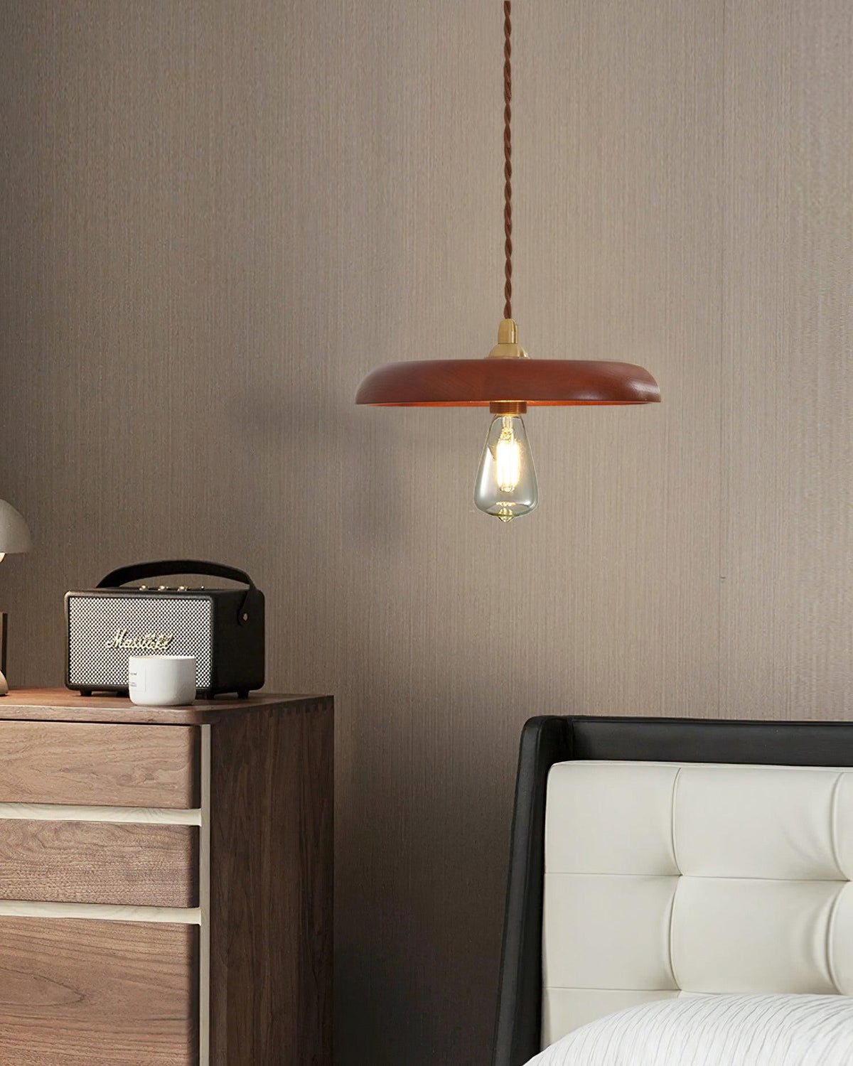 Balmain Pendant Lamp Wood Brass Minimalist