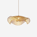 Pendant Lamp Bamboo Lotus Leaf Shape Open Weave Natural