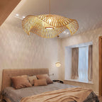 Pendant Lamp Bamboo Lotus Leaf Shape Open Weave Natural