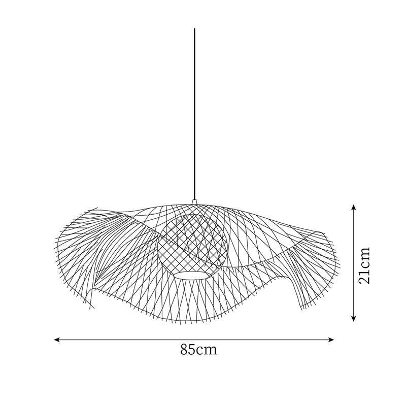 Pendant Lamp Bamboo Lotus Leaf Shape Open Weave Natural