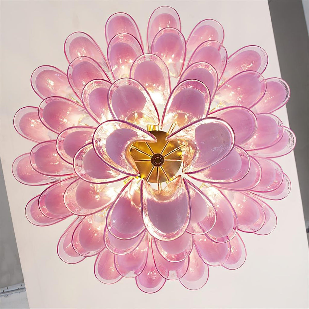 Barovier Chandelier Pink Glass Petal Cascade