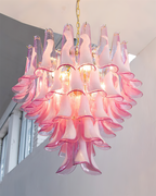 Barovier Chandelier Pink Glass Petal Cascade