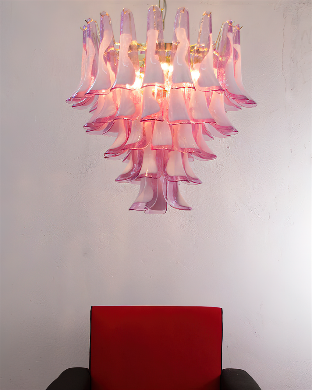 Barovier Chandelier Pink Glass Petal Cascade