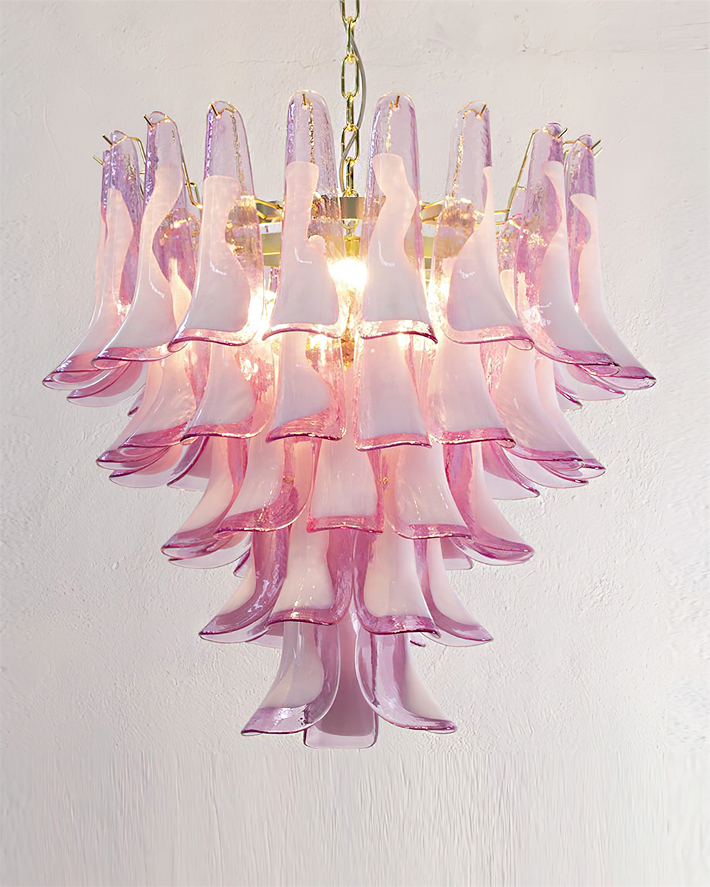 Barovier Chandelier Pink Glass Petal Cascade