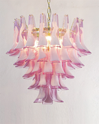 Barovier Chandelier Pink Glass Petal Cascade
