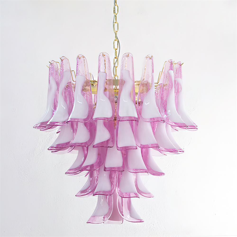 Barovier Chandelier Pink Glass Petal Cascade