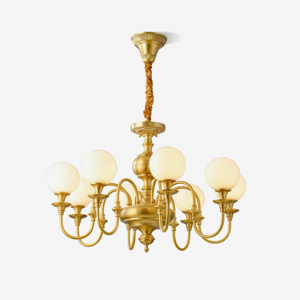 Beatty Chandelier Brass Globe Arms