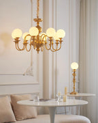Beatty Chandelier Brass Globe Arms