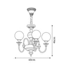 Beatty Chandelier Brass Globe Arms