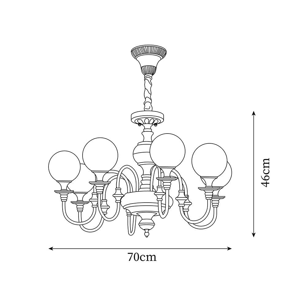 Beatty Chandelier Brass Globe Arms