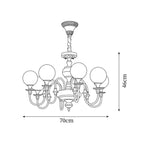 Beatty Chandelier Brass Globe Arms