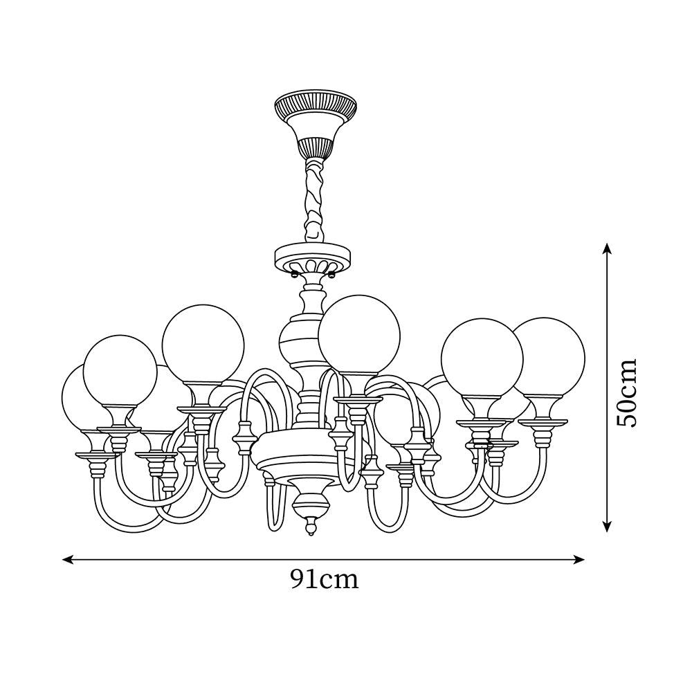 Beatty Chandelier Brass Globe Arms