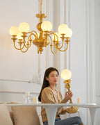 Beatty Chandelier Brass Globe Arms