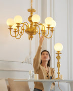 Beatty Chandelier Brass Globe Arms