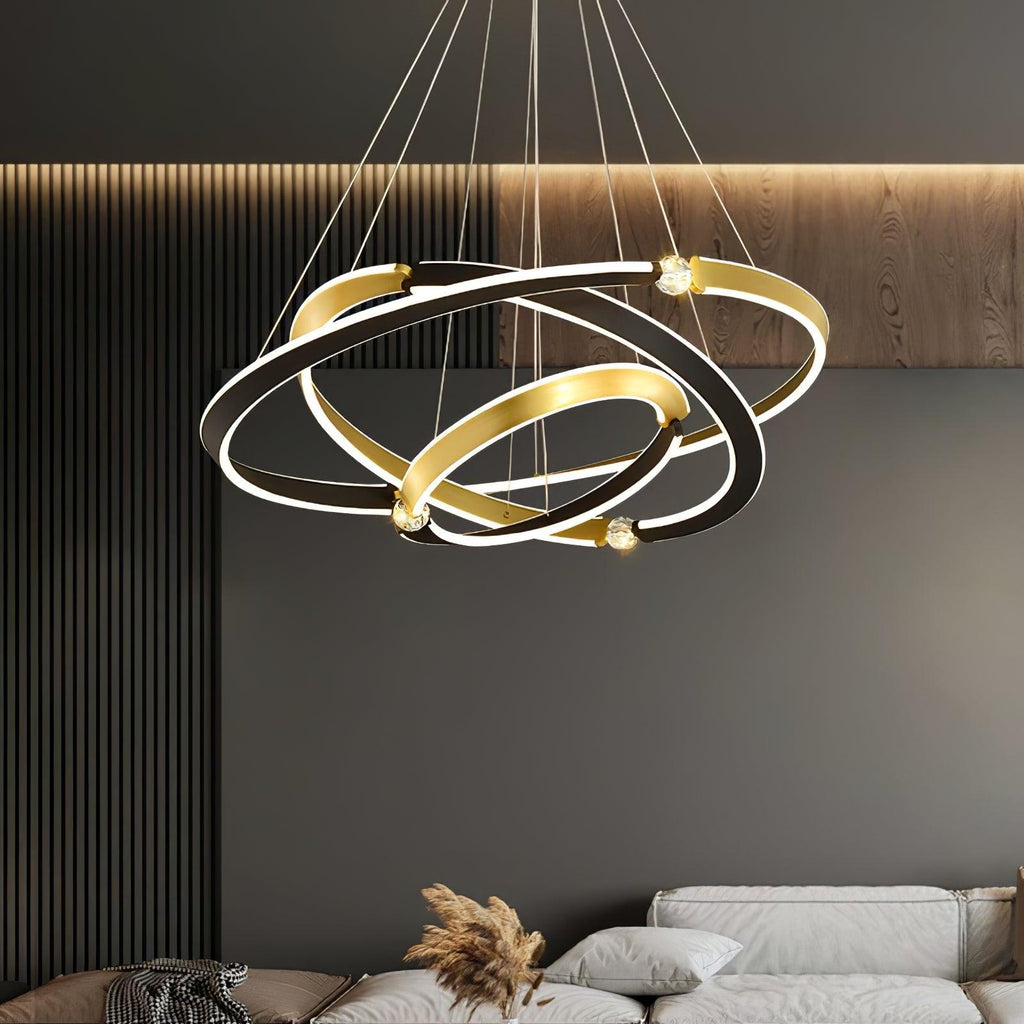 Lustra Chandelier Crystal Black Gold Dining LED