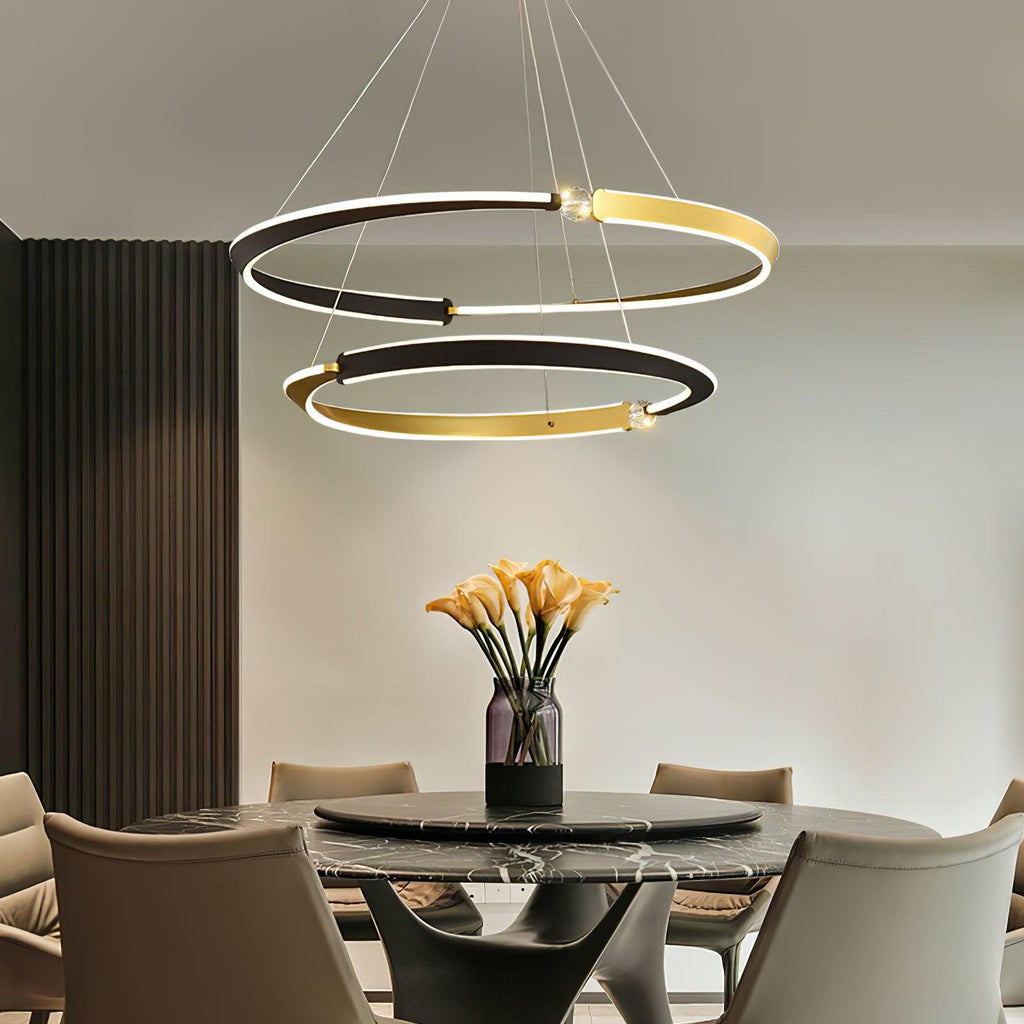 Lustra Chandelier Crystal Black Gold Dining LED