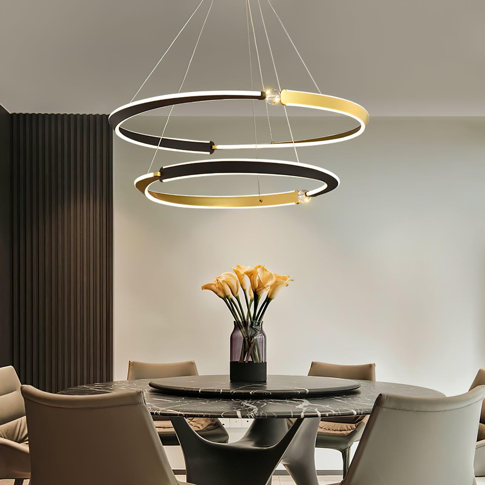 Lustra Chandelier Crystal Black Gold Dining LED