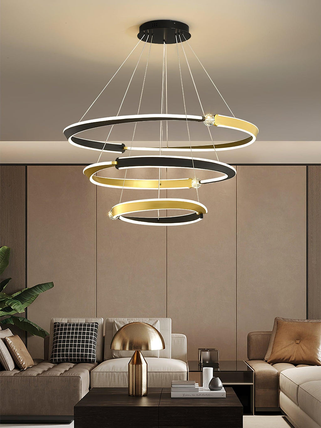 Lustra Chandelier Crystal Black Gold Dining LED
