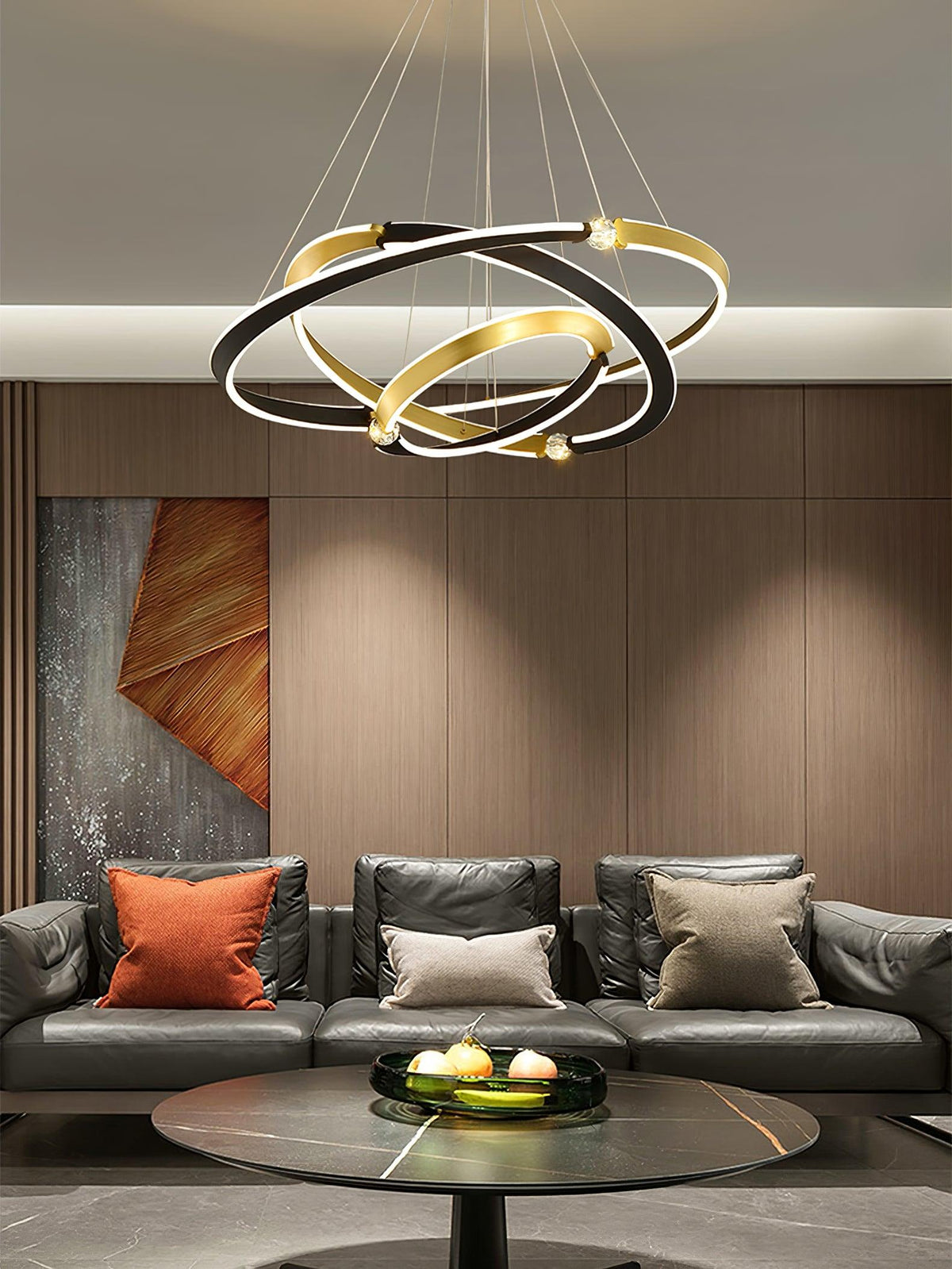 Lustra Chandelier Crystal Black Gold Dining LED