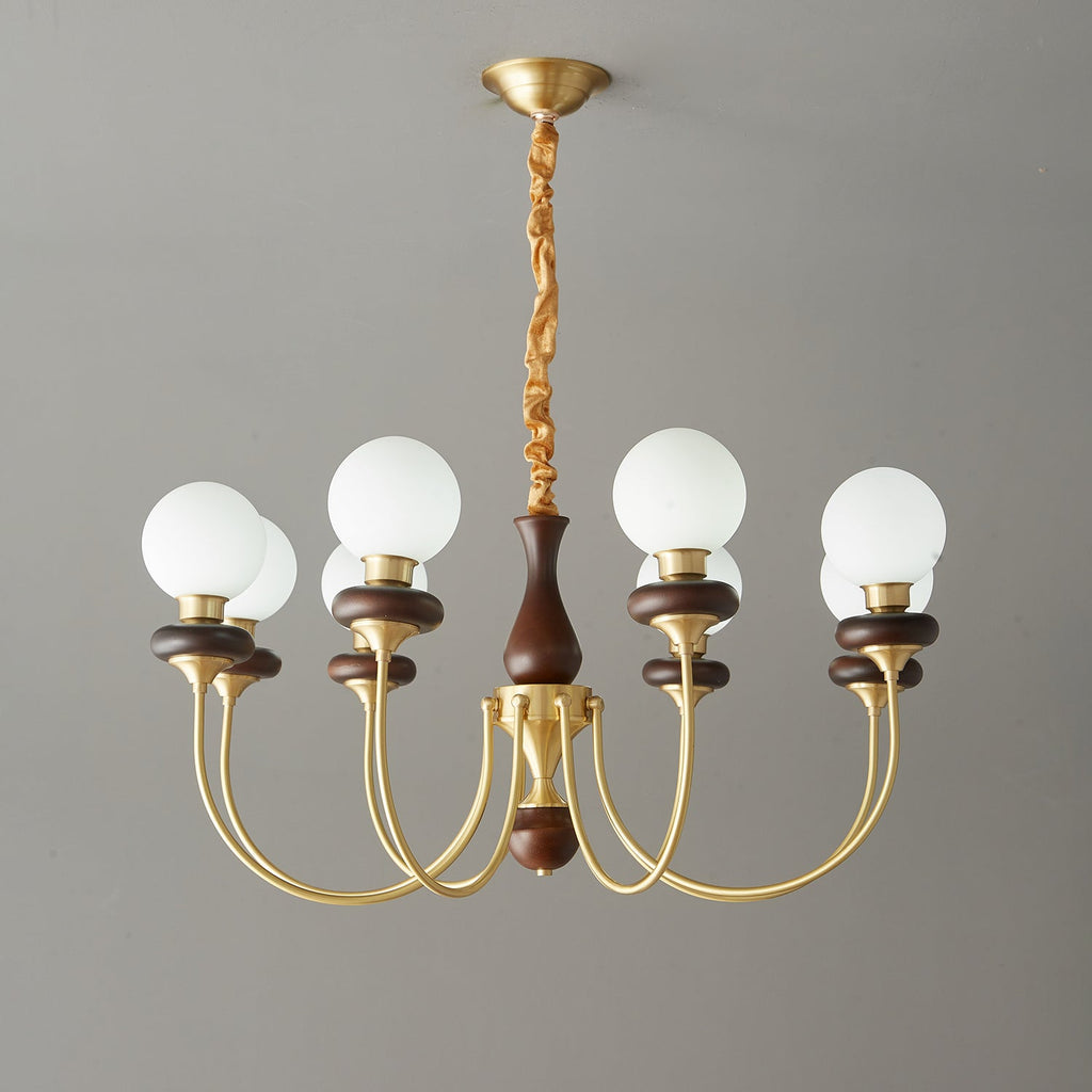 Cotheor Vintage Traditional Arc Wood Glass Chandelier