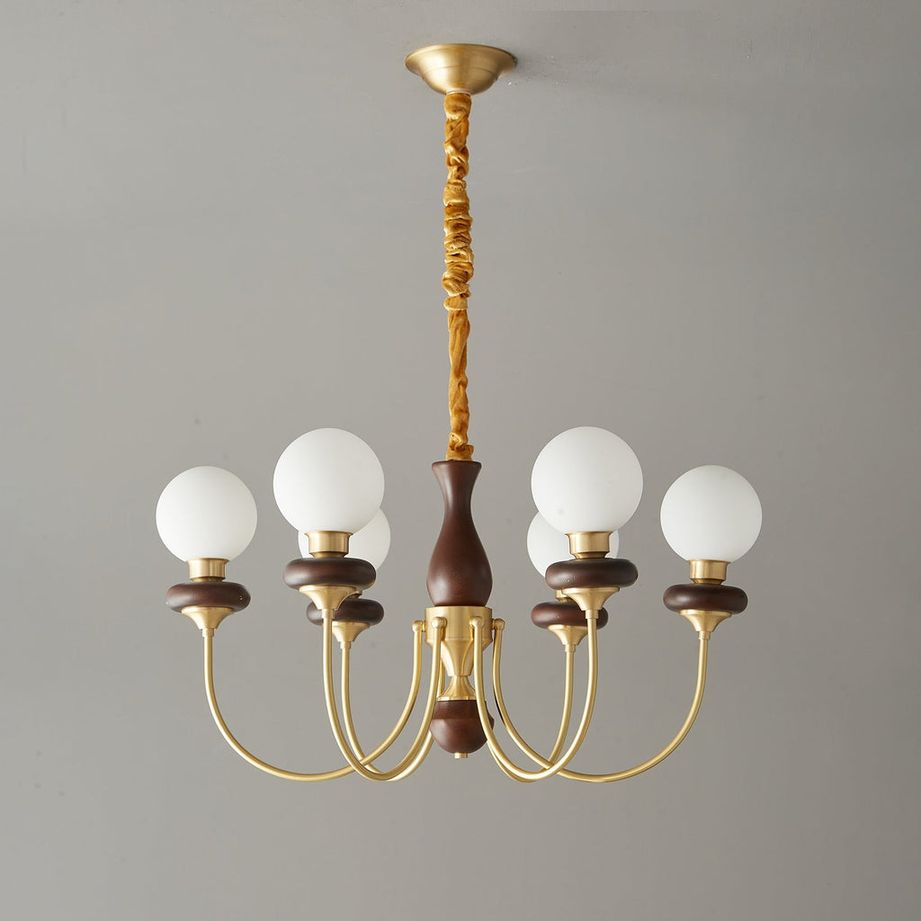 Cotheor Vintage Traditional Arc Wood Glass Chandelier